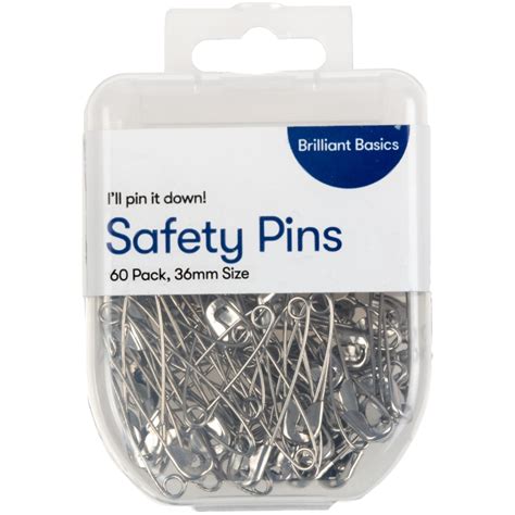 Brilliant Basics 36mm Safety Pin 60 Pack Silver Big W