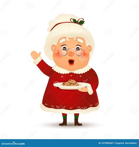 Happy Mrs. Claus Cartoon Character Isolated on White Background Stock Vector - Illustration of ...