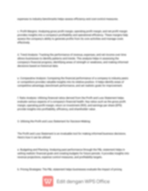 SOLUTION: Harnessing the power of the profit and loss statement a