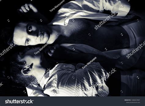 Gay Male Couple Lying Bed One Stock Photo 1484657807 Shutterstock