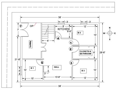 bhk simple house layout plan  dimensions  autocad file bhk