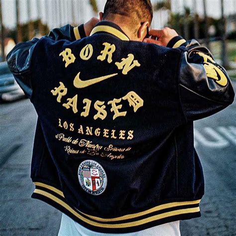 Born X Raised Varsity Jacket Black La Varsity Jacket