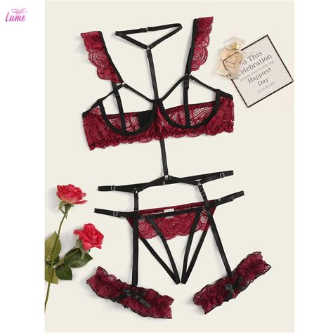 Women Pajamas Sexy Lingerie Set Lace Bras Set Underwear Bikini Set