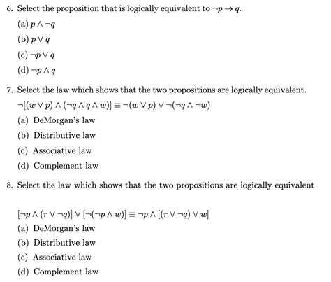 Solved 6 Select The Proposition That Is Logically Chegg