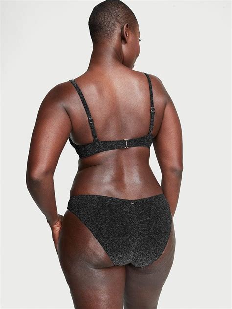 Işıltılı Icon Push Up Bikini Üstü Siyah Victoria s Secret