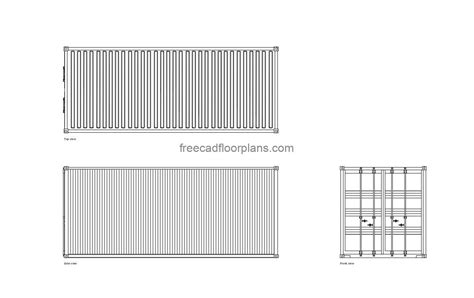 20 Ft Shipping Container CAD Drawings