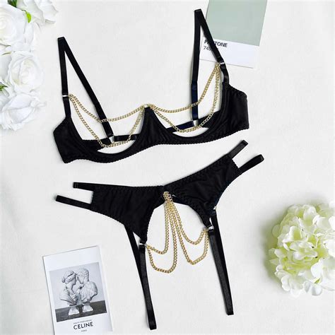 Sexy Conjunto De Suti Aberto Lingerie Sensual Conjunto Crotchless Mulher Pe As Nuas Sem