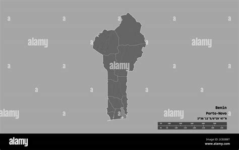 Desaturated Shape Of Benin With Its Capital Main Regional Division And