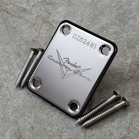Fender Custom Shop Neck Plate With Mounting Screws Chrome Etsy