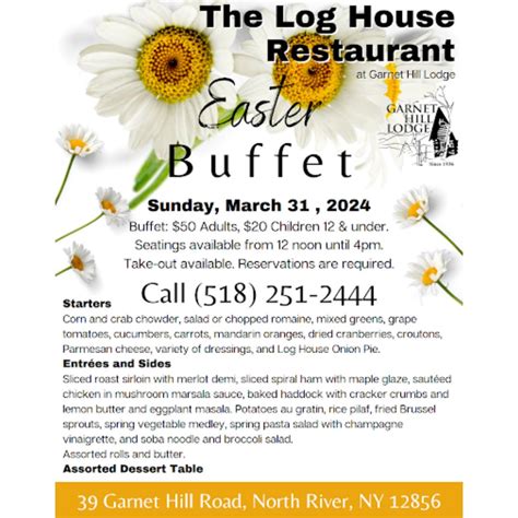 Easter Dinner Buffet, Garnet Hill Lodge - Visit North Creek