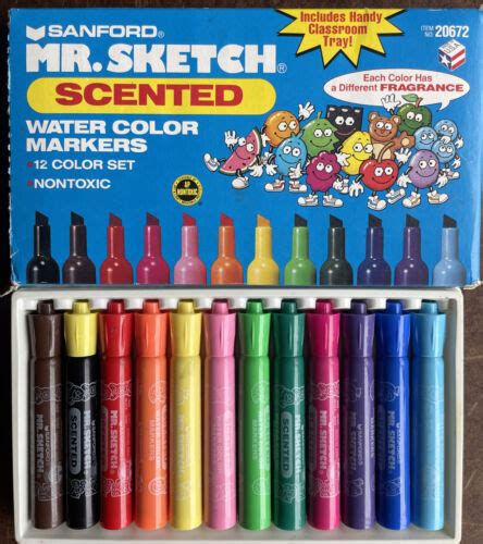 Vintage 1994 Sanford Mr Sketch Scented Water Color Markers Set Of 12