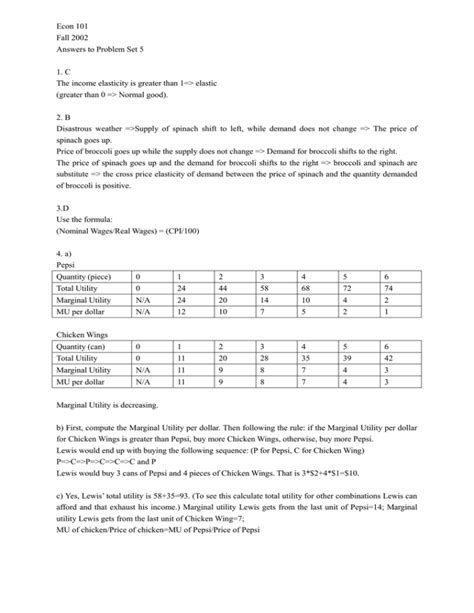 Econ 101 Fall 2002 Answers To Problem Set 5