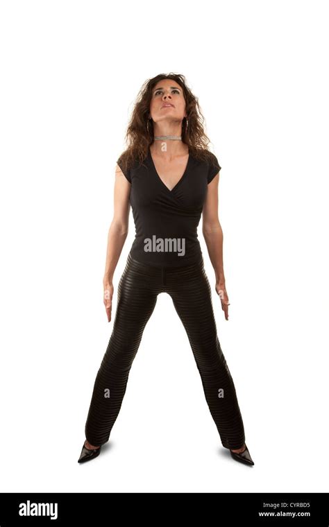 Pretty Woman With Wild Brunette Hair On White Background Stock Photo Alamy