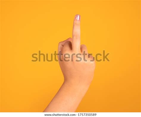 Fuck You Hand Gesture Yellow Background Stock Photo Shutterstock