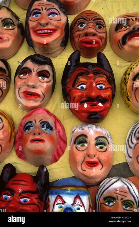 New year masks for sale in Cuenca Ecuador Stock Photo - Alamy