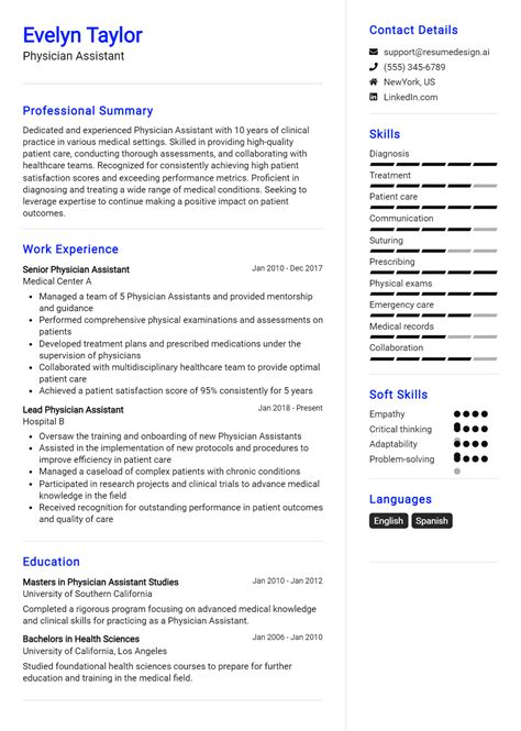 11 Physician Assistant Resume Examples And Templates for 2024 - ResumeDesign.ai