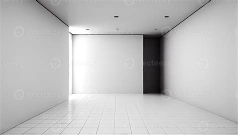 Empty Room With Window Walls Floor And Ceiling 3d Blank Interior Of