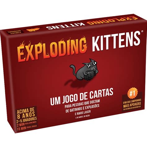 Exploding Kittens Jogo - Exploding Kittens Jogo de Cartas Gatinhos Explosivos Galápagos Até 5 ...
