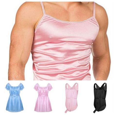 Sissy Sexy Men S Soft Satin Crossdress Lingerie Dress Bodysuit Underwear Thongs Ebay