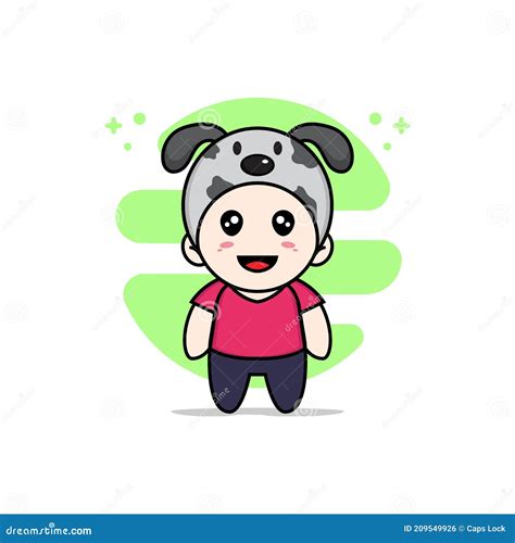 Cute Kids Character Wearing Dog Costume Stock Vector - Illustration of