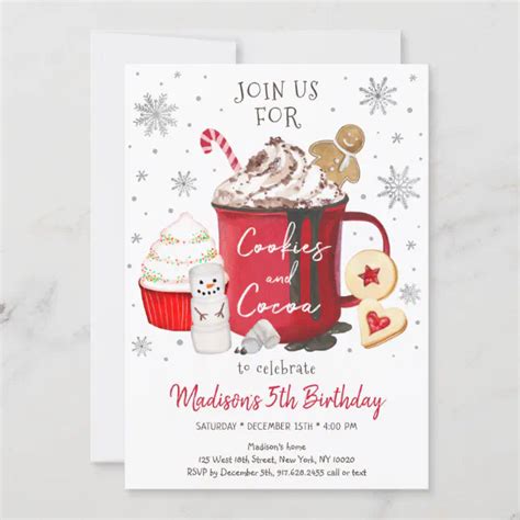Cookies Cocoa Hot Cocoa Winter Birthday Invitation Zazzle