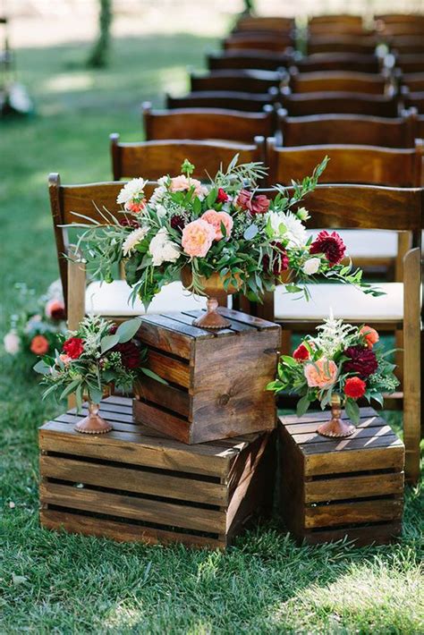 52 Rustic Wedding Ideas Top Chic Trends For 2024 Wedding Aisle Outdoor Wooden Crates Wedding