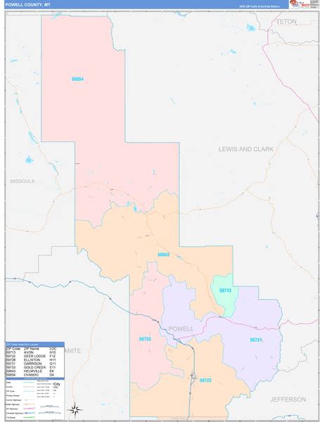 Powell County, MT Wall Map Color Cast Style by MarketMAPS - MapSales