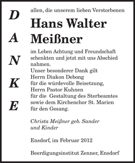 Traueranzeigen Von Hans Walter Mei Ner Saarbruecker Zeitung Trauer De