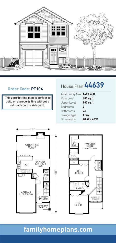 Narrow 3 Bedroom Small House Plans : Three bedroom house plans also ...