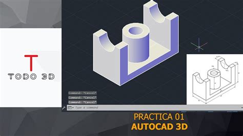 Autocad 3d 07 Practica De Dibujo 3d Pieza 3d En Autocad 2021 Autocad 3d Drawing Youtube