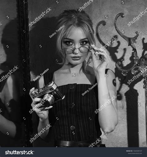 Sexy Beautiful Woman Blonde Hair Holding Stock Photo 1342509137 Shutterstock