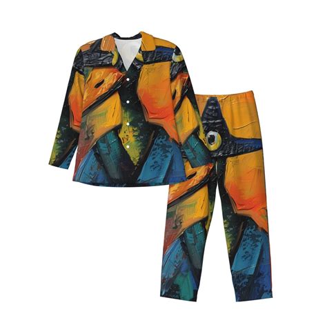 Hirioo Abstract Funny Duck For Men S Pajama Sets Piece Pjs Men S Long