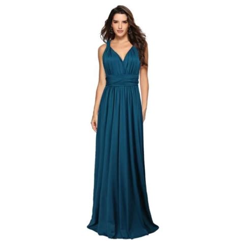 ROBE Femme Couleur unie Longue Sexy dos nu de soirée style4 bleu