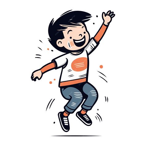 Premium Vector Happy Boy Jumping Vector Illustration Hand Drawn