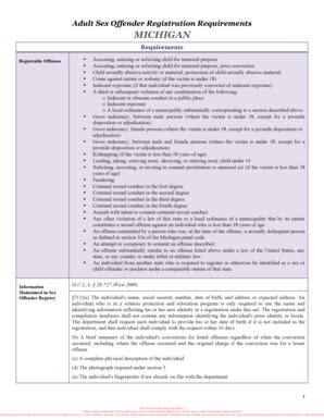 Fillable Online Sex Offender Registration Requirements Michigan NICCSAorg Fax Email Print