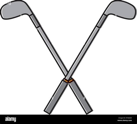 Crossed Golf Clubs Stick Equipment Image Vector Illustration Stock