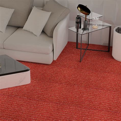 Mocheta Line Felt, latime rola 4 m, fir buclat, rosu, trafic mediu