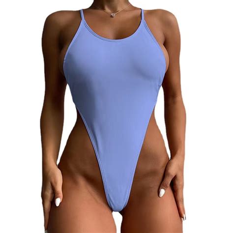 2024 Hot Sex Round Neck Backless Sexy Girls Swimwear And Solid Backless Swimsuit For Fitness