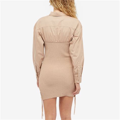 Andrea Adamo Women s ANDREĀDAMO Cotton Ribbed Knit Mini Dress in Nude