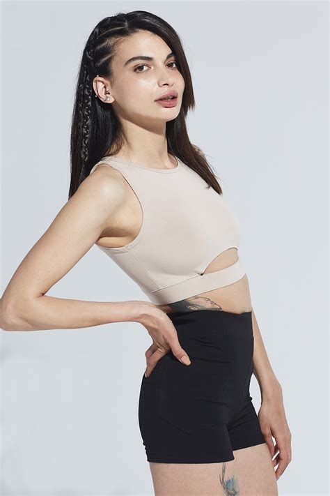 Comm Ci Ella Halter Yaka Cutout Detayl Organik Pamuk Rme Crop Body Nude