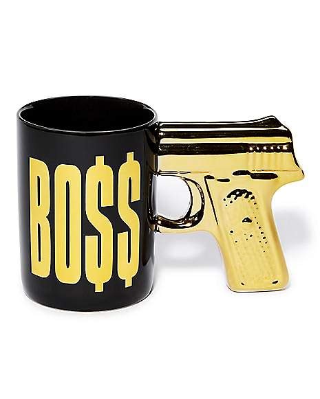 Foil Gold Gun Handle Boss Coffee Mug 16 Oz Spencers