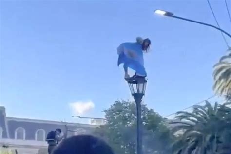 Daring Naked Argentina Fan Gives Fans An Eyeful As She Bends Over On Top Of Lamp Post Daily Star