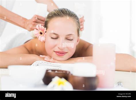 Pretty Blonde Enjoying A Massage Stock Photo Alamy