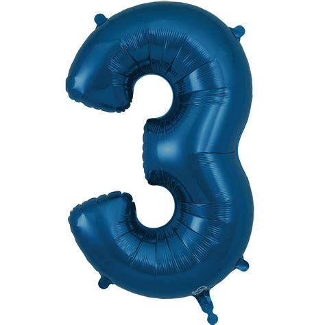 Navy Blue Number 3 Balloon – 34″ Foil – Tons Of Fun Balloons