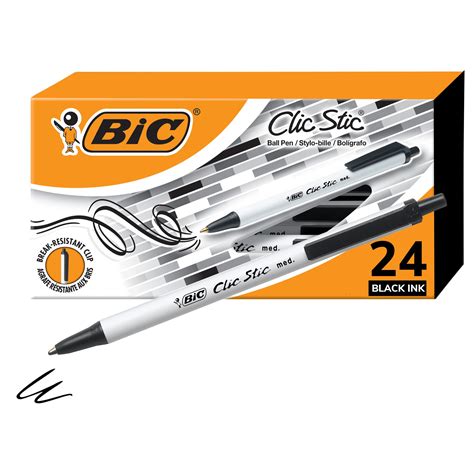 Buy BIC Clic Stic Black Retractable Ballpoint Pens Medium Point 1 0mm