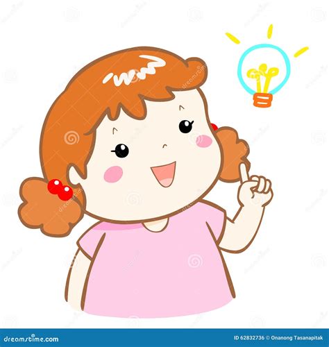 Cute Girl Have An Idea Cartoon Stock Vector - Image: 62832736