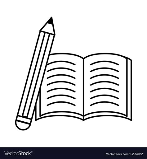 Book and pencil black and white Royalty Free Vector Image