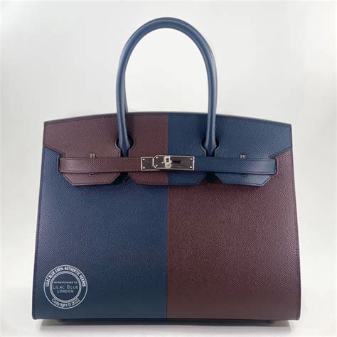 Hermes Birkin 30cm Rouge Sellier Bleu Indigo Casaque Epsom PHW Lilac Blue