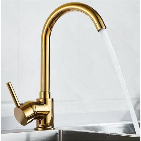 Luxury Kitchen Faucet Hot And Cold Water Degree Rotation Gold Brass Brushed Mixer Tap Sink