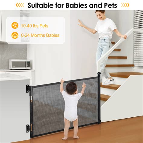 Doulami Retractable Baby Gates Mesh Safety Gate 33 Tall Extends To 55